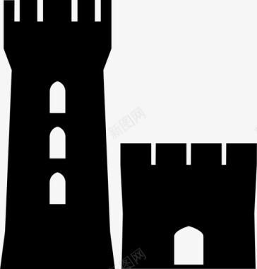 中世纪城堡要塞国王图标图标