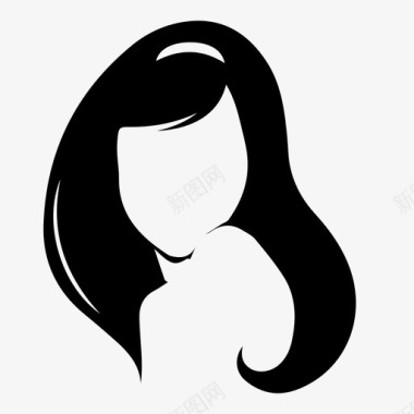长发女孩女性头发图标图标