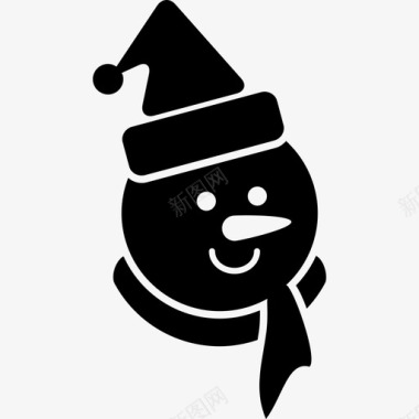 圣诞雪人雪人黑头戴帽子圣诞节圣诞图标图标