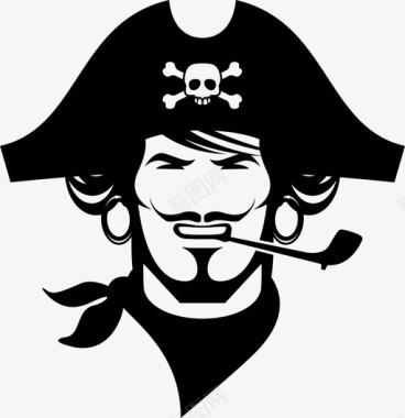 海盗胡子烟斗图标图标