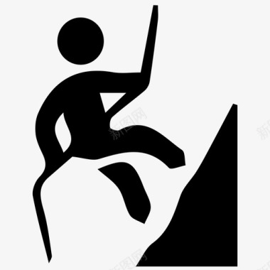 攀岩运动员免扣登山者绳索攀岩图标图标