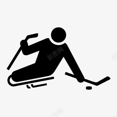 滑雪橇雪橇曲棍球运动员游戏图标图标