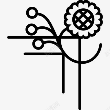 花艺的一个花线和小圆形状花艺图案图标图标