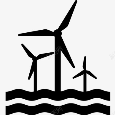 花瓣风车风车海洋海上风力发电图标图标