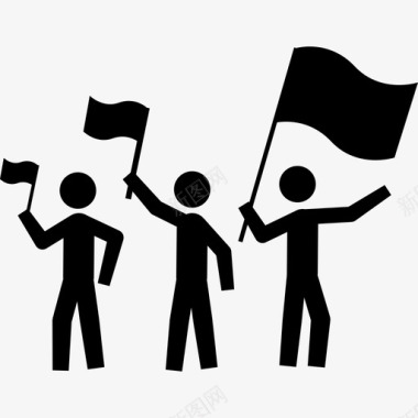 三抗议旗帜团体图标图标