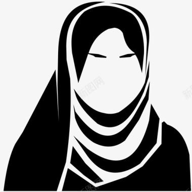 围巾女人头巾伊斯兰图标图标
