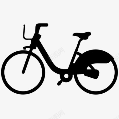 通勤自行车自行车篮子自行车通勤图标图标