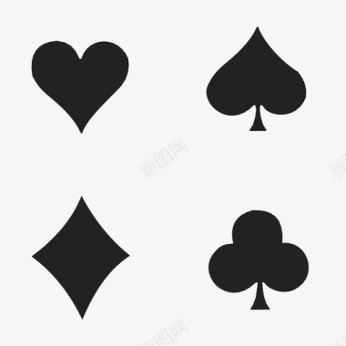 心的剪影扑克牌俱乐部钻石图标图标