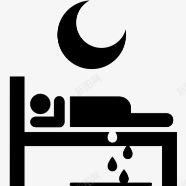 床品枕头尿床月亮夜间尿图标图标