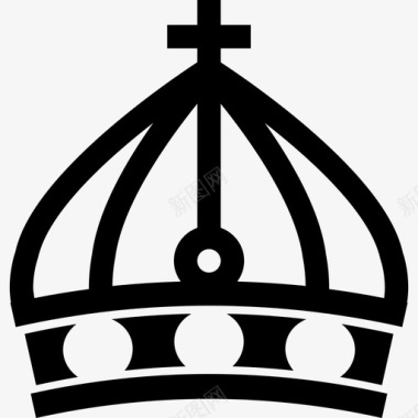 十字架标志顶部有十字架的皇冠皇冠图标图标