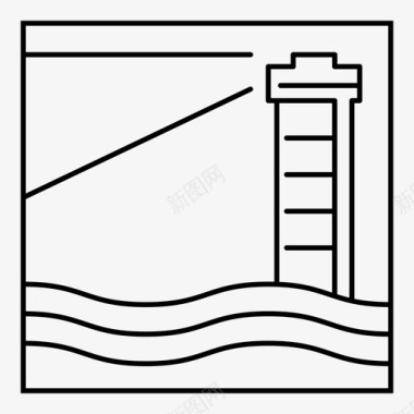黑白灯塔灯塔横梁金奈图标图标