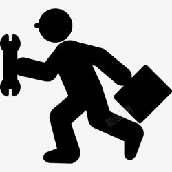 行了跑修理工拿着扳手和工具箱人自己动手就行了图标高清图片
