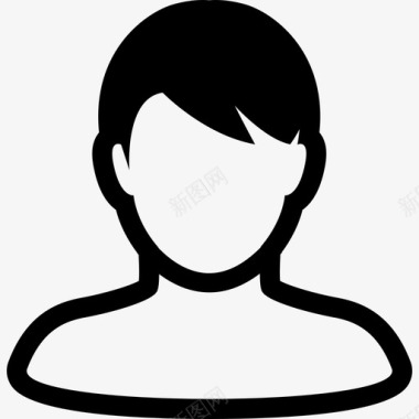 头发长辫子用户男孩脸图标图标