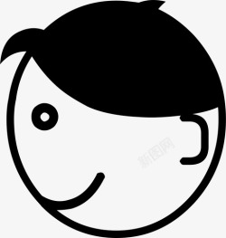 小孩轮廓男孩年轻微笑图标高清图片
