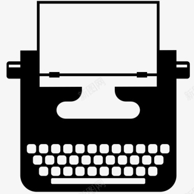 打字机复古纸张键盘墨水图标图标