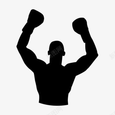 三面肌肉拳击手强壮运动图标图标