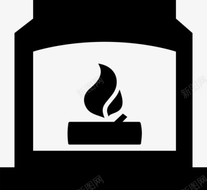 木壁炉冷壁炉热原木图标图标
