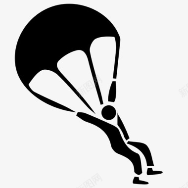 跳伞降落伞极限运动人图标图标