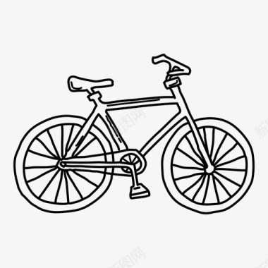 自行车自行车涂鸦手绘图标图标