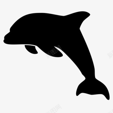生物标志广告海豚游泳剪影图标图标