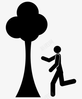 拥抱树跑步人图标图标