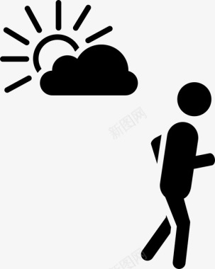 高清云彩跑步散步阳光图标图标