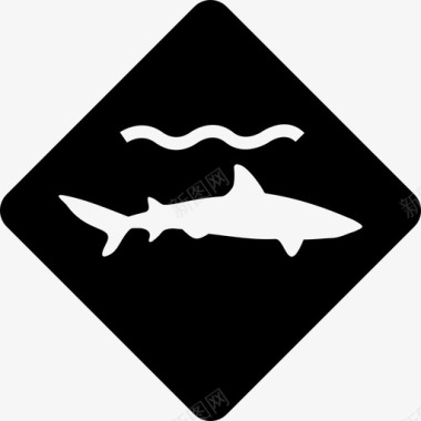 鲨鱼警告动物水族馆图标图标