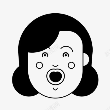 惊讶惊恐脸女人惊讶图标图标