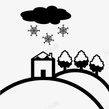 雪花冰晶雪天气树木图标图标