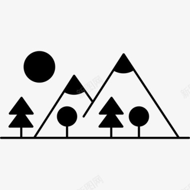 山的侧面用树木组成了不同的形状大自然几棵图标图标