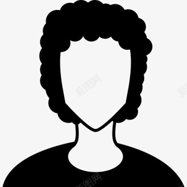 卷曲短发人脸的女性图标图标