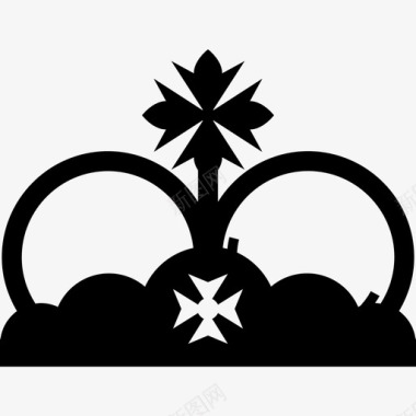 带有两个十字架的皇冠像十字军东征的象征形状皇冠图标图标