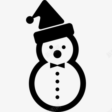 彩绘圣诞雪人两个雪球的雪人戴着圣诞帽圣诞老人图标图标
