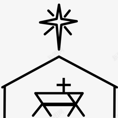 圣诞场景耶稣诞生场景伯利恒基督教图标图标