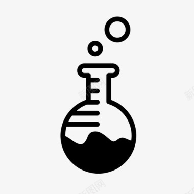 气泡标志烧瓶气泡化学图标图标