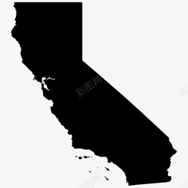 西海岸加利福尼亚地理位置地图州美国图标图标