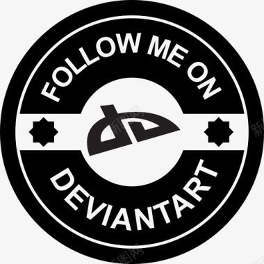 跟我来看看Deviantart社交徽章复古社会徽章图标图标