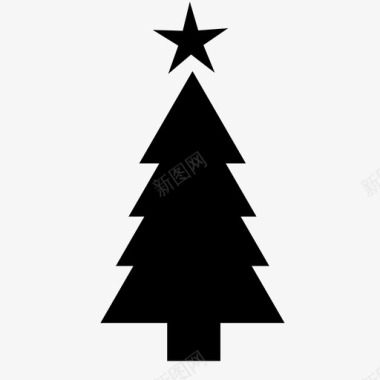 松树圣诞树庆祝装饰图标图标