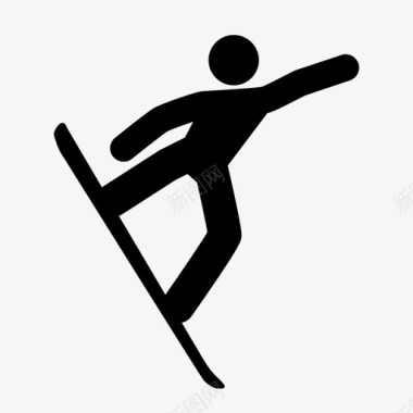 运动种类标志滑雪板运动员空中自由式图标图标