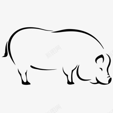 涮肉猪动物谷仓图标图标