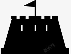 战斗堡垒城堡战斗旗帜堡垒城墙图标高清图片