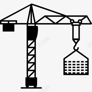 施工原材料起重机建筑施工图标图标