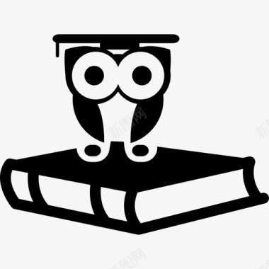 研究生猫头鹰上的书教育教育精简图标图标