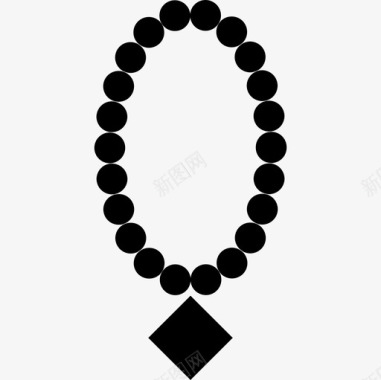珍珠项链与钻石吊坠时尚时尚的图标图标