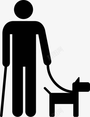 牵着导盲犬助盲犬盲人拴狗图标图标