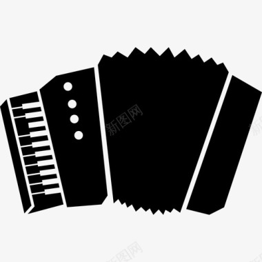 白色木地板手风琴轮廓与白色细节音乐音乐和声音2图标图标