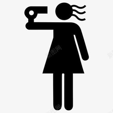 吹风机女性女孩图标图标