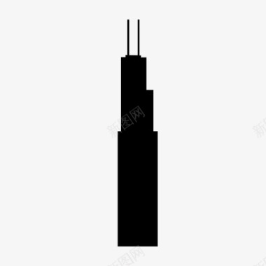 西尔斯大厦高楼摩天大楼图标图标