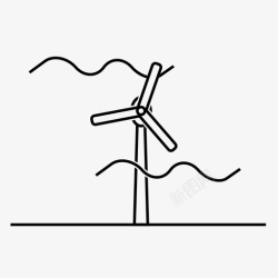 风能发电机风能风力发电机光能图标高清图片