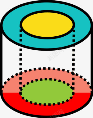 三维图标空心圆柱三维形状图标图标